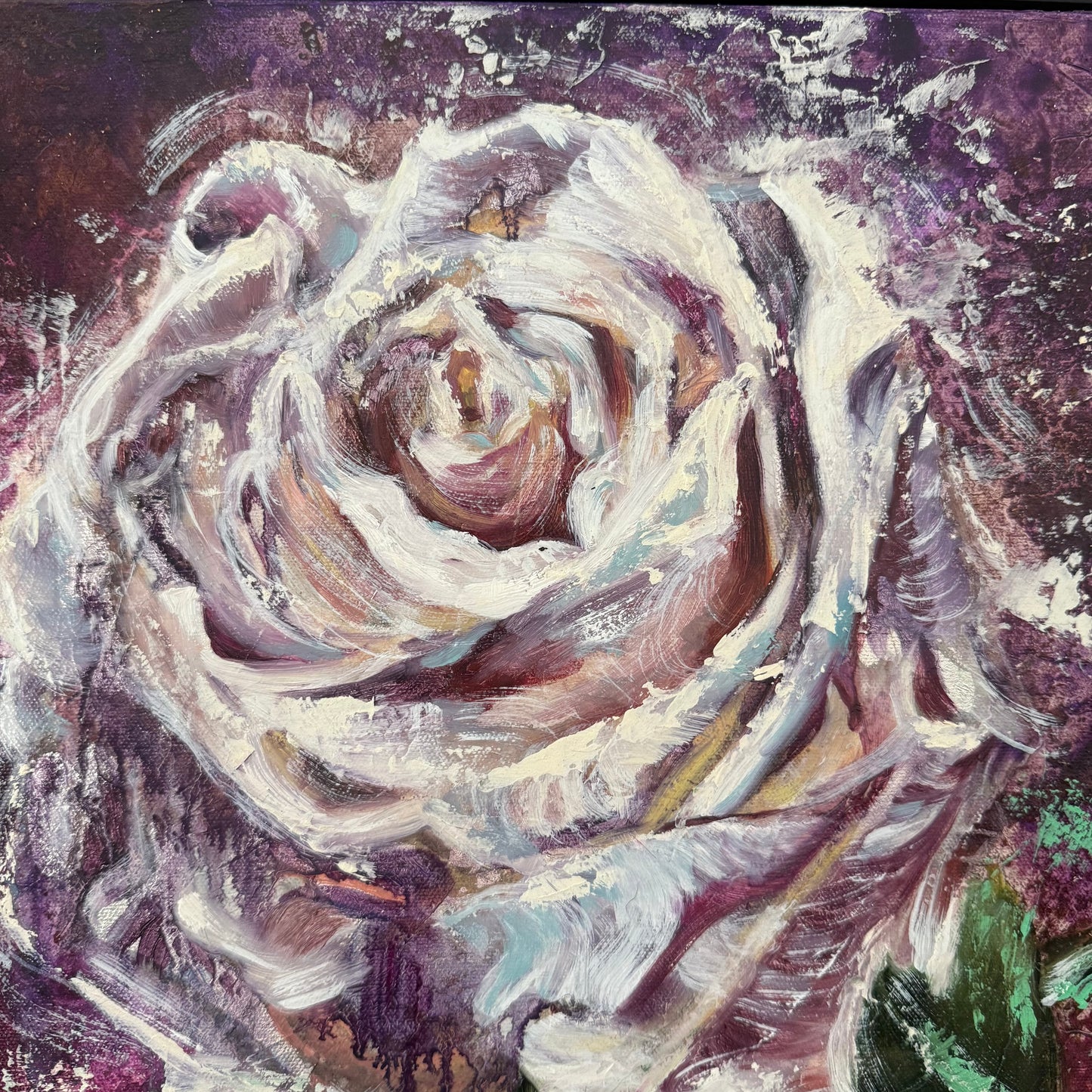 White Rose Original Oil Painting