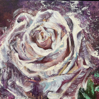 White Rose Original Oil Painting