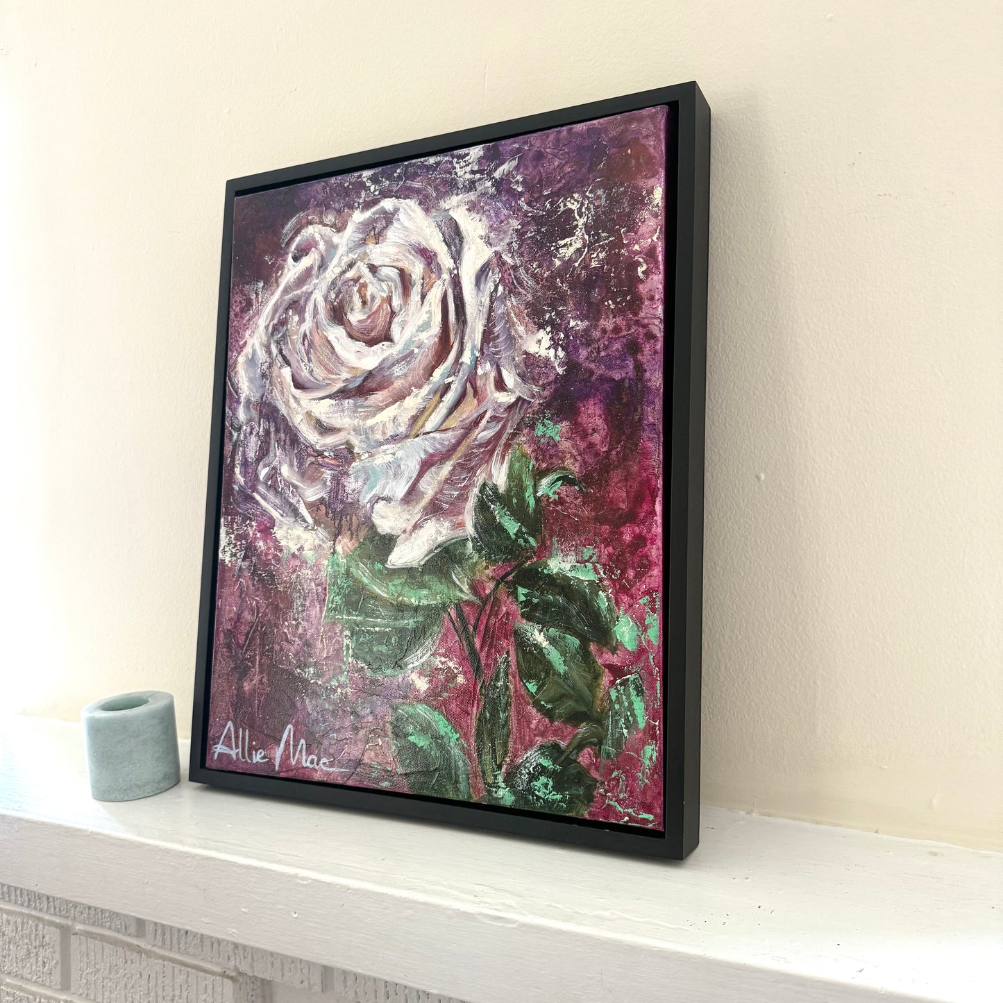 White Rose Original Oil Painting