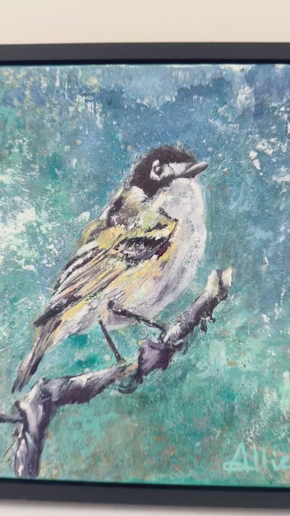 Black Capped Vireo Original Oil Painting
