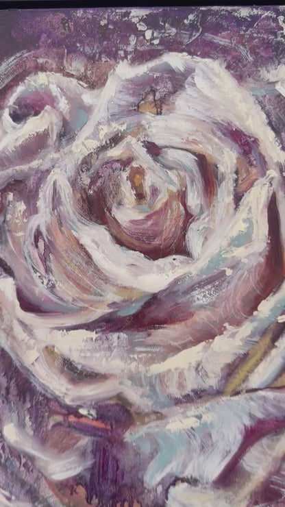 White Rose Original Oil Painting